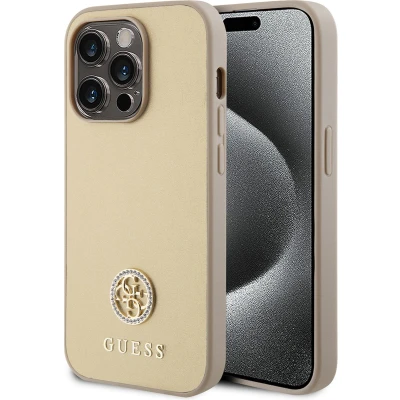 Afbeelding van Guess 4G Strass Metal Logo Back Case Geschikt voor Apple iPhone 15 Pro Max (6.7&quot;) Goud
