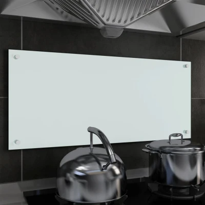 Afbeelding van Spatscherm keuken 90x40 cm gehard glas wit
