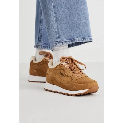 Afbeelding van Pepe Jeans DEAN Block Sneakers laag, Dames, Maat: 37, Nut brown Veloursleer