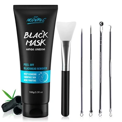 Afbeelding van Masker voor het verwijderen van mee eters, gezichtsreinigingsmasker, verwijdert acne, natuurlijke kool om te reinigen, met eterverwijderingsgereedschapsset en maskerborstel