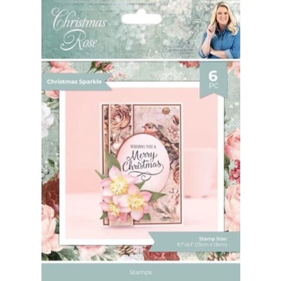 Afbeelding van Sara Signature Christmas Rose Clearstamp Sparkle
