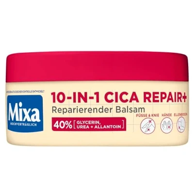 Image de Mixa Baume à l&#039;urée avec 40% de glycérine, d&#039;urée et d&#039;allatoïne, réparateur, hydratant, pour peaux très sèches craquelées sur les coudes, genoux, pieds mains 10 en 1 Urea Cica