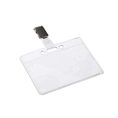 Afbeelding van Badgehouder Europel strip + clip 90 x 60 mm Transparant Open 24 stuks