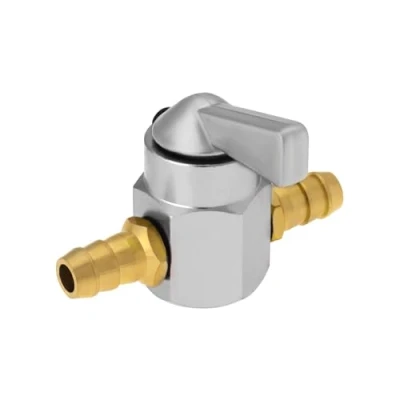 Afbeelding van VGOL 1 x 8 mm metalen brandstofkraan voor motorfiets, mountainbike, scooter, benzinekraan, brandstofkraan, zilver