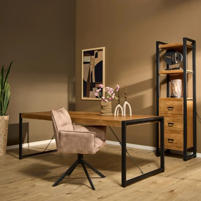 Afbeelding van Homestylingshop eettafel Ben Eetkamertafel industrieel Mangohout 180 cm