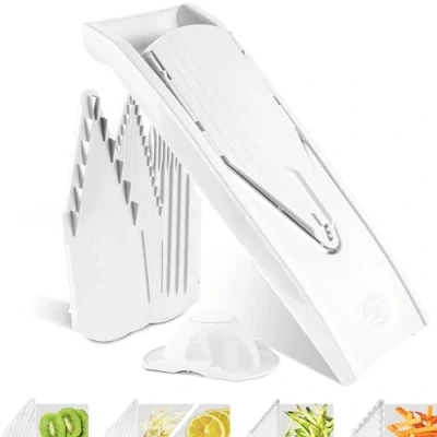 Afbeelding van Börner Groenteschaaf V1 ClassicLine Starter Professionele Groente en fruitsnijder, fijne schijf + veiligheidsschuiver wit