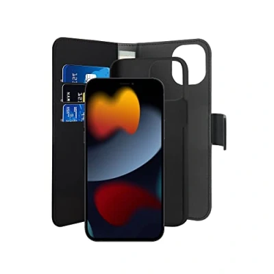 Afbeelding van Puro, Foliohoes Geschikt voor Apple iPhone 13 Mini Folio 2 in 1 met magnetische hoes en kaarthouder, Zwart