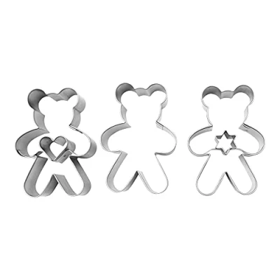 Afbeelding van BekkiB 7797 Set van 3 uitsteekvormpjes in de vorm een teddybeer met hart en ster