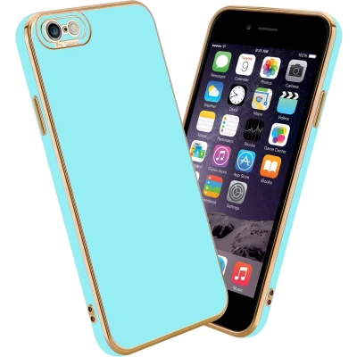 Afbeelding van Cadorabo Hoesje geschikt voor Apple iPhone 6 / 6S in Glossy Turqouise Rose Goud Beschermhoes van flexibel TPU silicone Case Cover en met camerabescherming