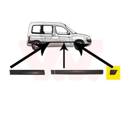 Afbeelding van Van WEZEL 4051422 Sier / beschermingspaneel, spatbord Rechts voor PEUGEOT: Partner I