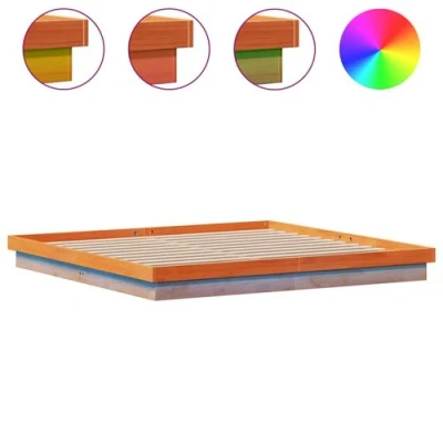 Afbeelding van Bedframe met LED massief grenenhout wasbruin 180x200 cm