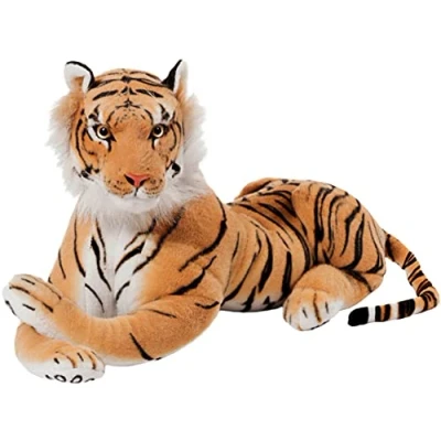 Afbeelding van BRUBAKER Knuffel Tijger 45 cm Liggende Bruin