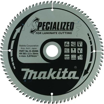 Afbeelding van Makita Zaagblad Laminaat260x30x2,5 84T5g B 29496