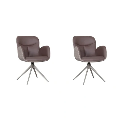 Afbeelding van LABEL51 Eetkamerstoel Lasse Microfiber Bruin Set van 2