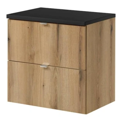 Afbeelding van Wastafelonderkast Newport met 2 lades 60x60x40 cm eikenkleurig en zwart [en.casa]