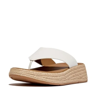 Afbeelding van FitFlop F Mode Espadrille Leather Flatform T/Post Sandals WIT Maat 40