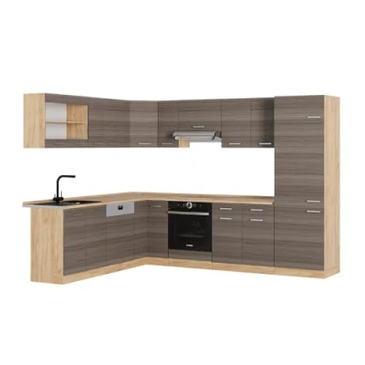 Afbeelding van Vicco Hoekkeuken R Line, Edel grijs/gouden eik, 227 x 287 cm zonder werkblad