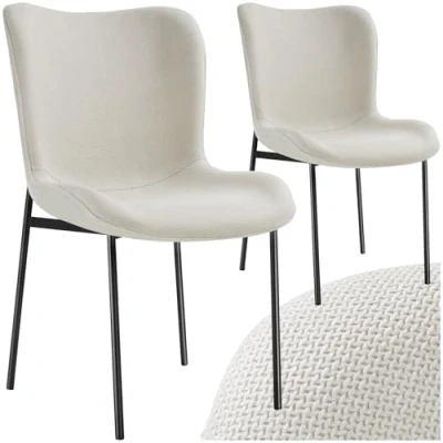 Afbeelding van tectake® 2x Gestoffeerde stoel eetkamerstoel fluweellook ergonomische vorm hoge rugleuning Draagkracht 120 kg beige/zwart 2 stuks