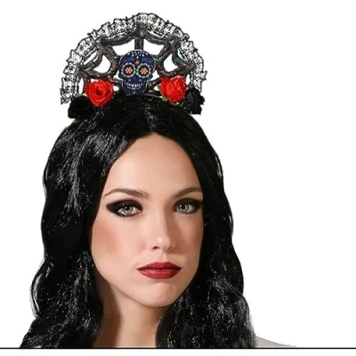 Afbeelding van Halloween/horror verkleed diadeem/tiara hoedje queen/princess kunststof dames/meisjes