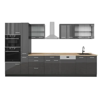Afbeelding van Vicco Complete keukeneenheid R Line, Antraciet hoogglans/antraciet, 350 cm zonder werkblad