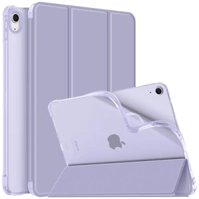 Afbeelding van Fintie iPad Air 6e generatie 11 inch 2024 hoes, 5e/4e (2022/2020) 10,9 hoes met penhouder, zachte TPU transparante achterkant Smart beschermhoes, paars