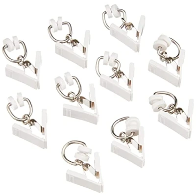 Afbeelding van GARDINIA 20 stuks T ringen met kunststof klemmen voor rails, 15,9 x 8,8 0,021 cm, wit