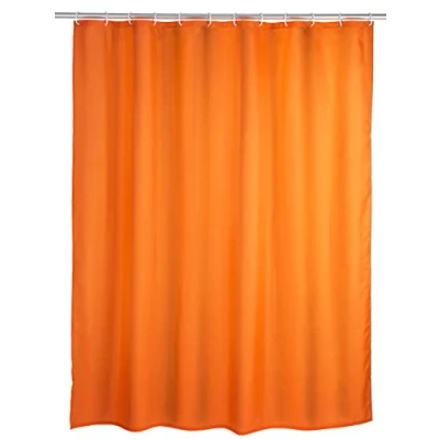 Image de Wenko 20039100 rideau de douche en textile orange anti moisissure 180x200 cm