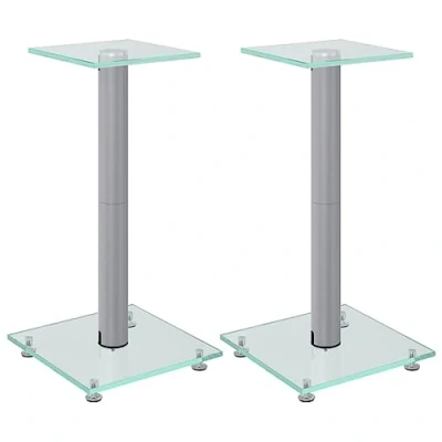 Image de vidaXL Supports de haut parleurs 2 pcs argenté verre trempé 1 pilier