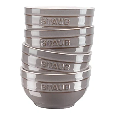 Afbeelding van STAUB Ceramique Set van 4 mueslikommen 400 ml, dessertkommen, keramiek, antiek grijs, 12 cm