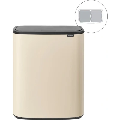 Afbeelding van Brabantia Bo Touch Bin Prullenbak 2 x 30 liter Afvalscheiding Soft Beige