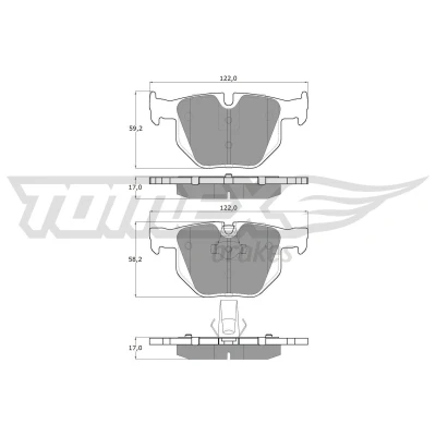 Afbeelding van TOMEX brakes TX 14 81 Remblokkenset Achteras Geschikt voor slijtage waarschuwingscontact BMW: 6 Convertible, 5 Saloon, Touring