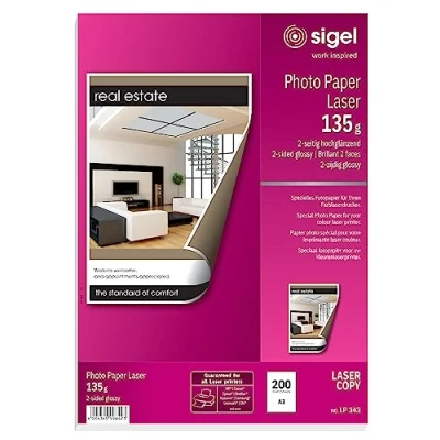 Image de sigel papier photo, format A3, 135 g/m2, glacé recto verso, 200f