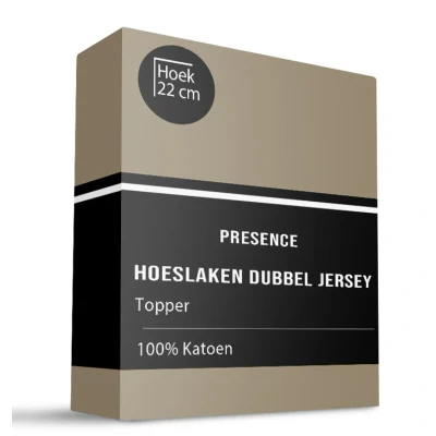 Afbeelding van Topper Hoeslaken Katoen Dubbel Jersey Presence Kleur: Taupe, 80/90 x 200/210 cm Geschikt Voor Matrassen Tot 22 Hoog Ga naar Dekbed