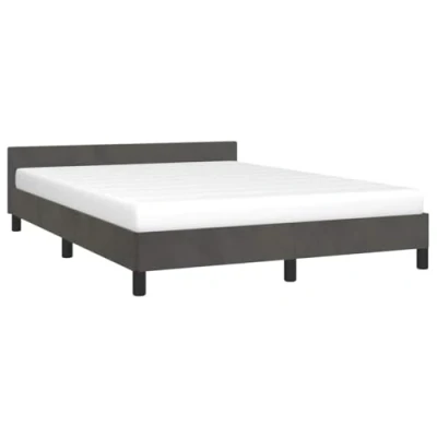 Afbeelding van Bedframe met hoofdeinde fluweel donkergrijs 140x200 cm