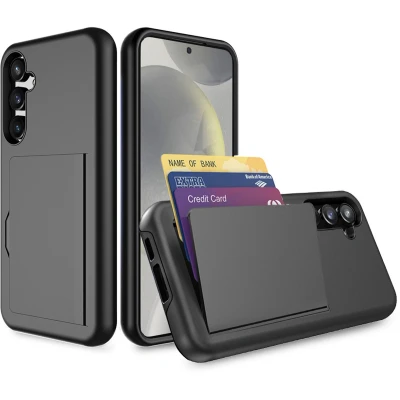 Afbeelding van Smartphonica Telefoonhoesje geschikt voor Samsung Galaxy S24 sterk TPU met pasjeshouder strong case with card slot Zwart