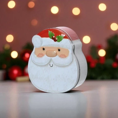 Afbeelding van Kerst Koektrommel met Kerstman Feestelijke opbergtrommel