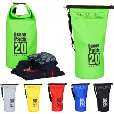 Afbeelding van Relaxdays Ocean Pack 20 liter waterdichte tas strandtas zeilen outdoor plunjezak groen