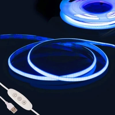 Afbeelding van Fosingut ledstrip, COB, 2 m, DC5 V, USB, slaapkamer, blauw, 480 leds/m, CRI90+ dimbaar, flexibel, led, tv set, fancy licht, gaming, zelfklevend, voor keuken, feest, kast, doe het zelf