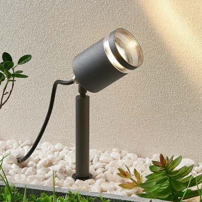 Afbeelding van Lindby Buitenspots 1licht roestvrij staal, kunststof H: 43.5 cm GU10 donkergrijs, helder