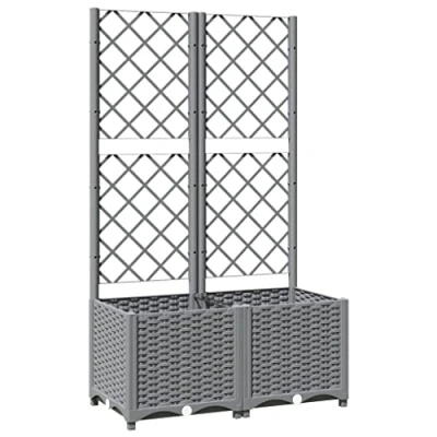 Afbeelding van Plantenbak met latwerk 80x40x136 cm polypropeen lichtgrijs