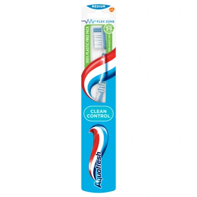 Afbeelding van Aquafresh Clean Control Tandenborstel Medium in 100% plasticvrije verpakking