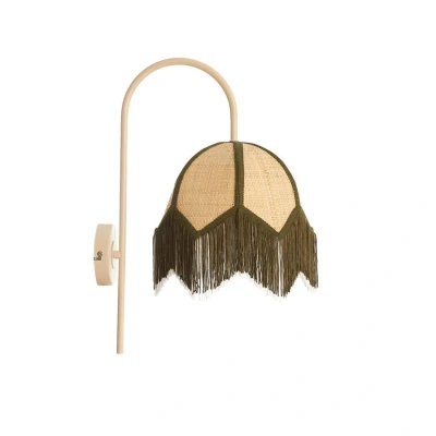 Afbeelding van Light&amp;living Wandlamp 33x25x47 cm SULINA raffia naturel+groen