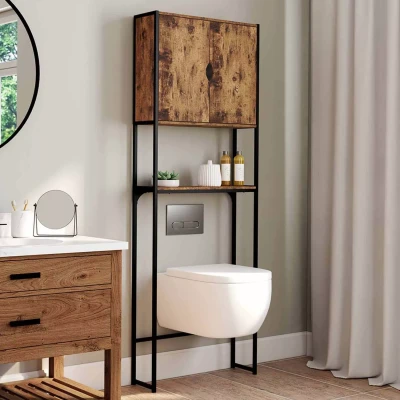 Afbeelding van Meuble étagère dessus WC placard DAYTON design industriel avec