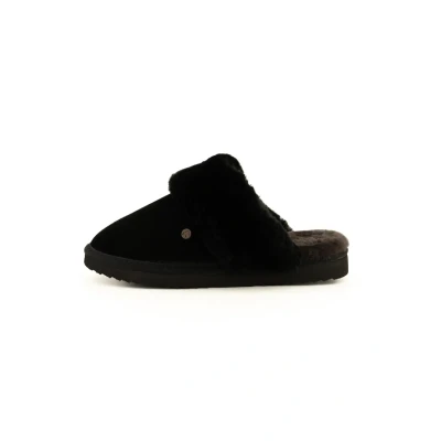 Afbeelding van Warmbat Australia Willow Plateau Pantoffels, Dames, Maat: 38, Zwart Veloursleer