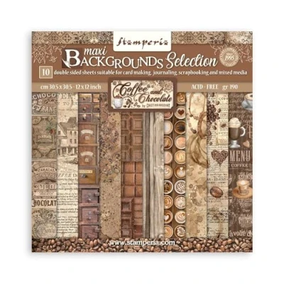 Afbeelding van Stamperia Coffee and Chocolate Maxi Background 12x12 Inch Paper Pack (SBBL145)