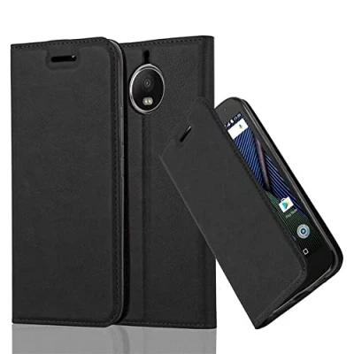 Afbeelding van Cadorabo Hoesje geschikt voor Motorola MOTO G5S PLUS in ZWARTE NACHT Beschermhoes met magnetische sluiting, standfunctie en kaartvakje Book Case Cover Etui