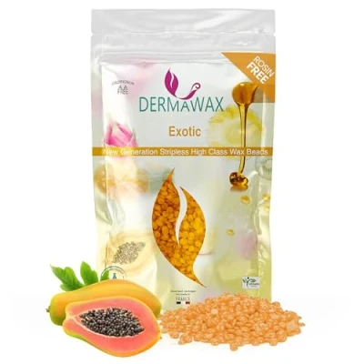 Afbeelding van Dermawax Exotic Hypoallergene ontharingswas, 800 g, voor intieme ontharing, wenkbrauwen, gezicht, bikinilijn, oksels, baard, zonder waxstrips