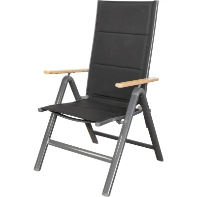 Afbeelding van Verstelbare Tuinstoel Zwart/Houtlook Aluminium 65x62x110 cm Pisa SenS Line