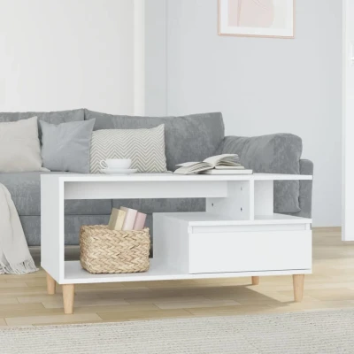 Afbeelding van Salontafel 90x49x45 cm bewerkt hout hoogglans wit