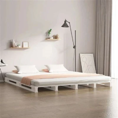 Afbeelding van Bedframe massief grenenhout wit 160x200 cm